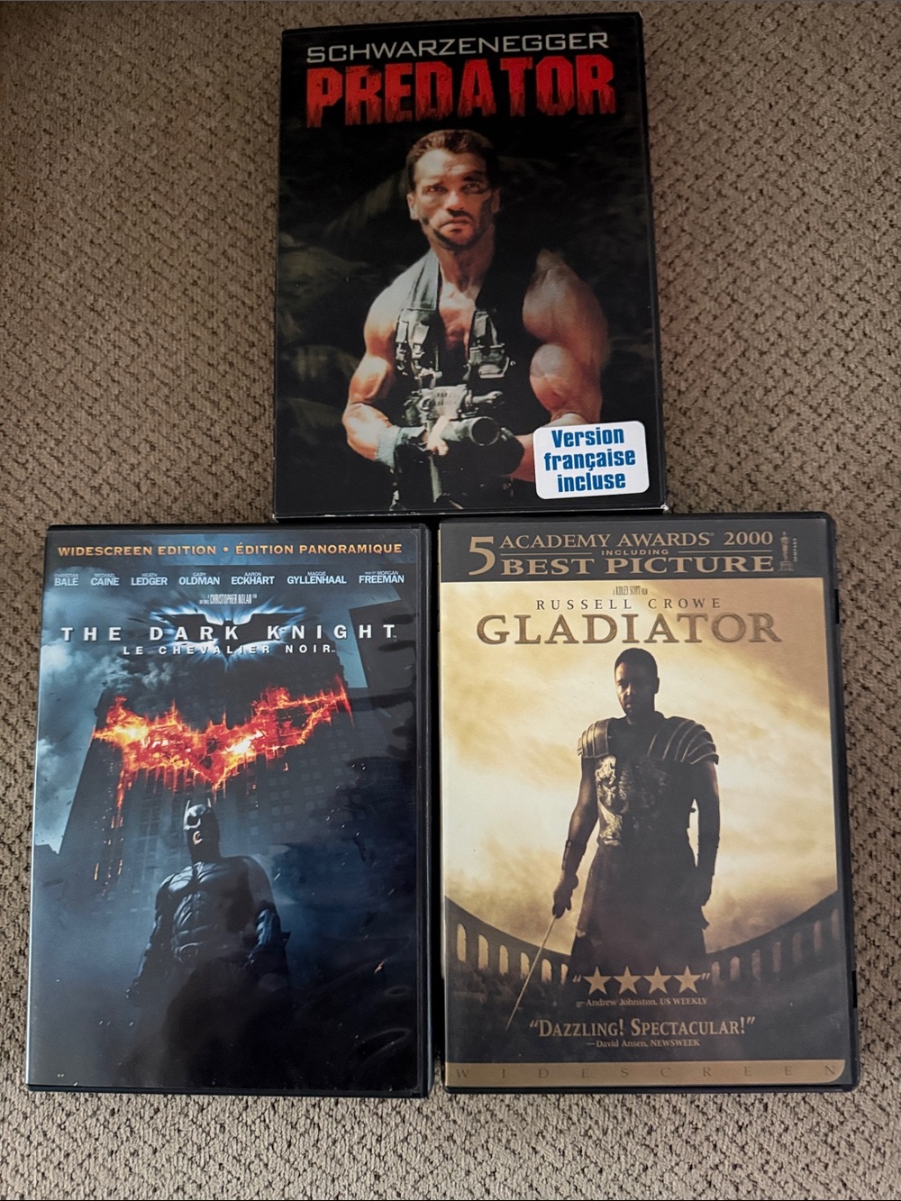 Predator, The Dark Knight & Gladiator DVD Sets